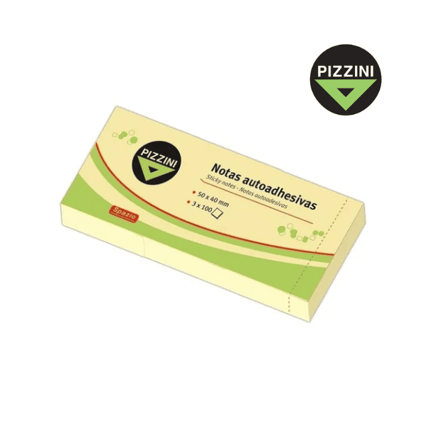 Notas adhesivas PIZZINI 40x50 - 3 x 100 hojas Amarillo