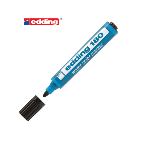 Marcador al agua EDDING E-180 punta redonda – Negro