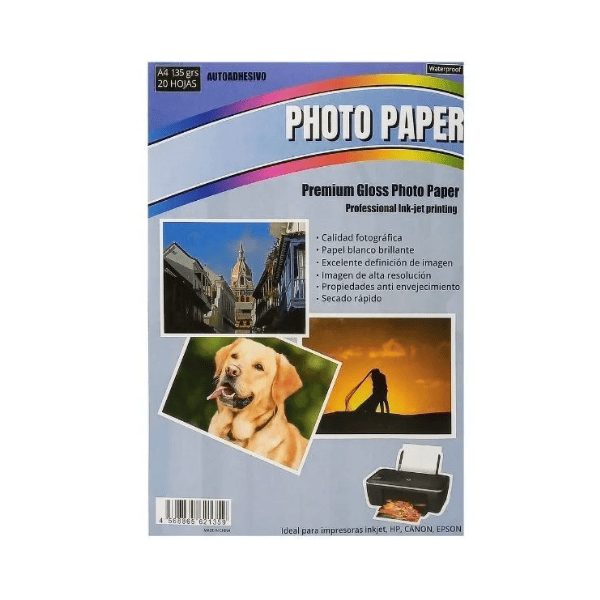 Papel A4 autoadhesivo 135grs PHOTO PAPER - 20 hojas
