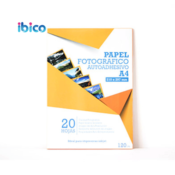 Papel fotográfico A4 120grs IBICO - 20 hojas Papel fotografico adhesivo A4 IBICO 120grs - 20 hojas